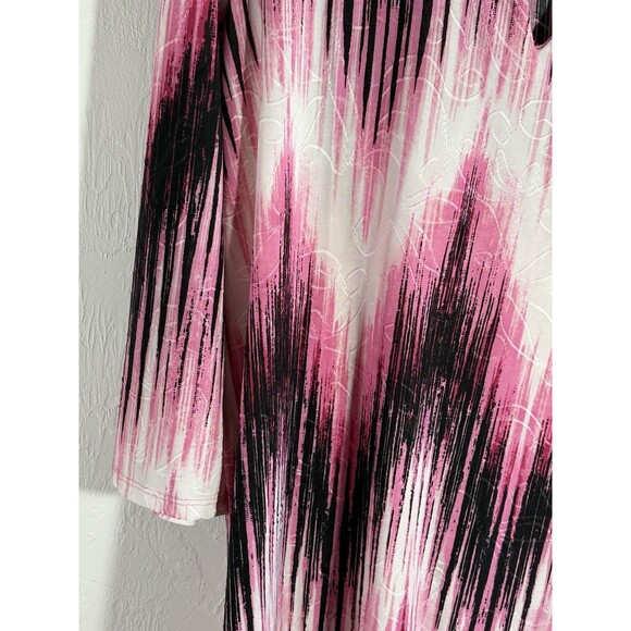 Ligias Pink NewYork Collection Macys Stretch Abstract Print Keyhole Women Blouse - Picture 7 of 8